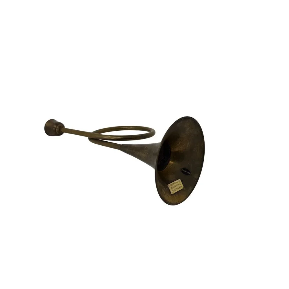 Vintage Brass‎ French Horn Taper Candle Holder Sculptural Mid Century Decor